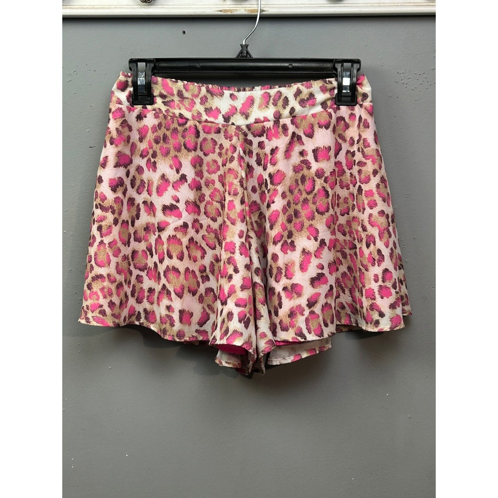 Adrienne Skort Womens Small Pink Leopard Animal Print Flared Mini Skirt Shorts
